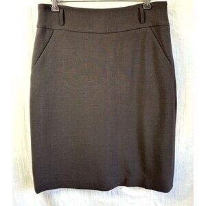 ETCETERA Womens Brown Knit Knee Length Stretch Lined Pencil Skirt w/Pockets Sz 6